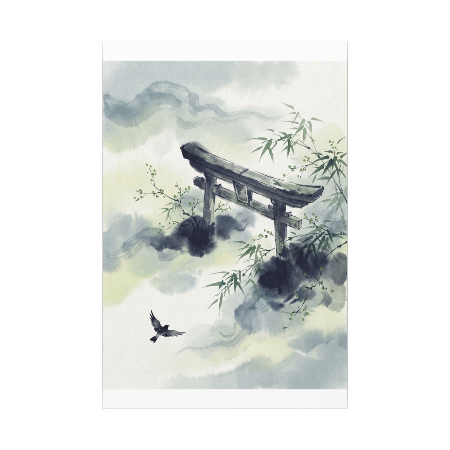 Torii Gate Sumi E Canvas Art | Serene Zen Art