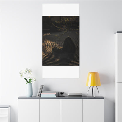 Ma Rock Garden Canvas Art - Dark Japandi Shadow Zen