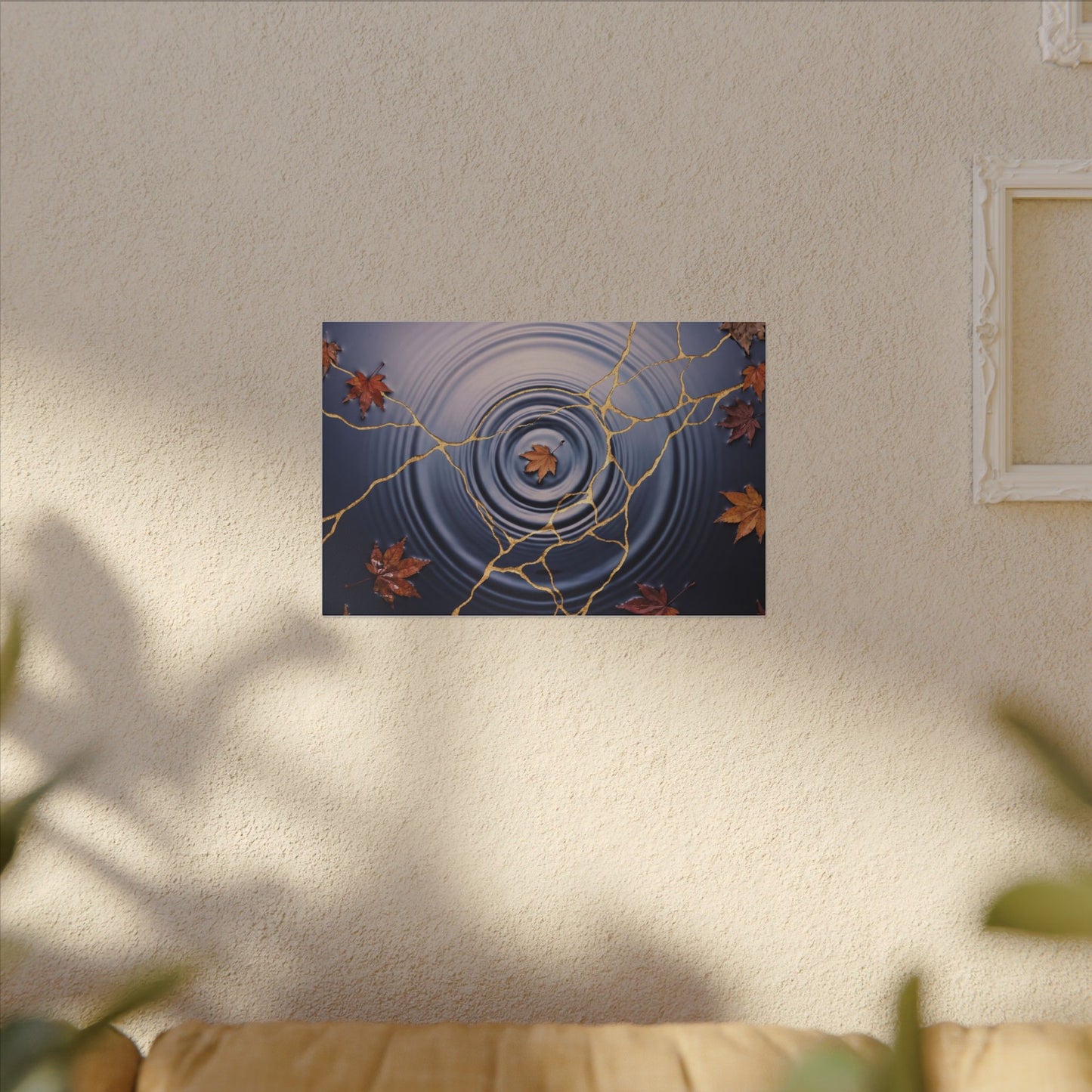 Kintsugi Water Ripple in Dawn | Gold Vein Canvas Art