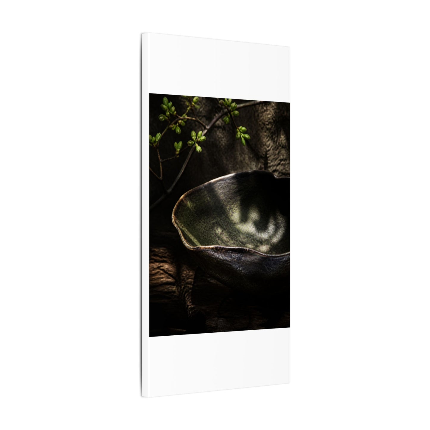 Sophisticated Ceramic Bowl Canvas Art - Dark Texture Dark Japandi