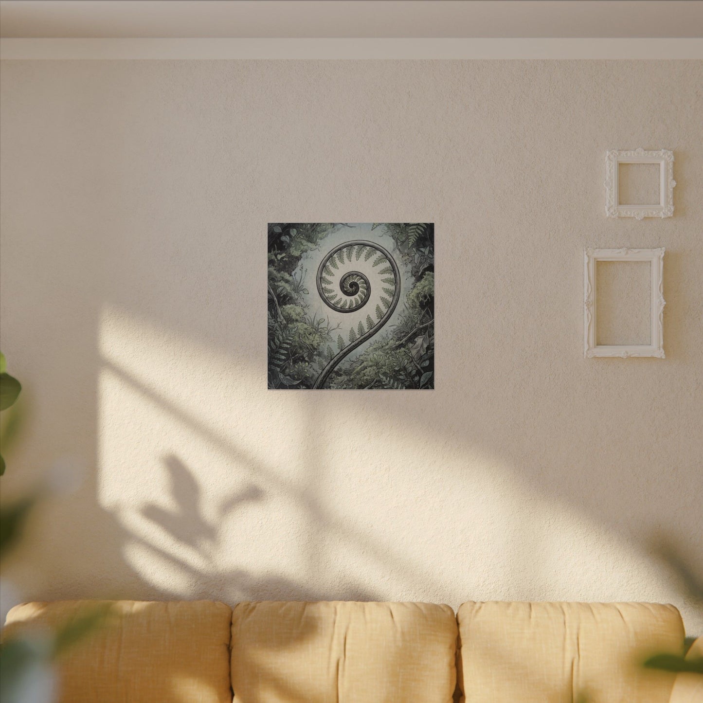 Zen Fern Unfurling in Dawn | Ukiyo E Inspired Canvas Art