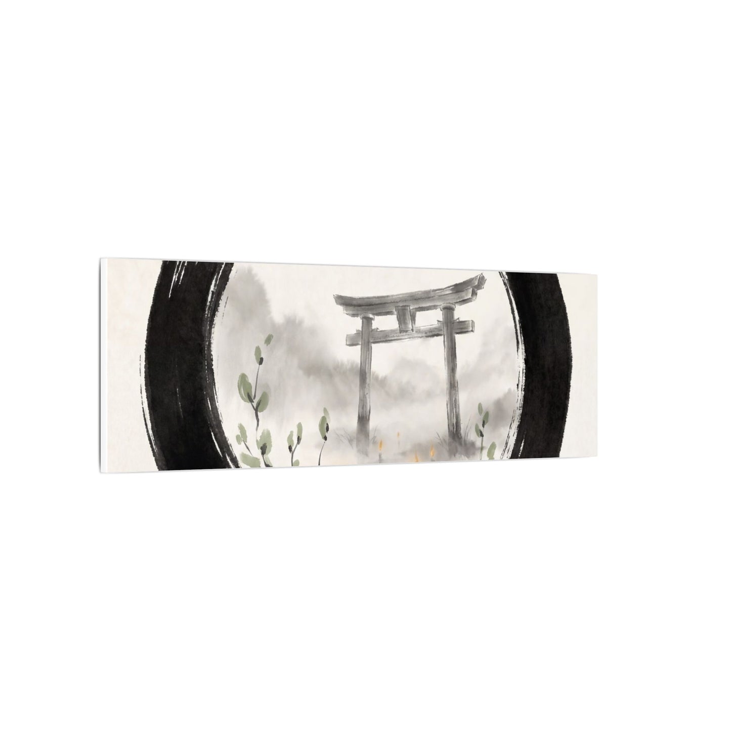 Spring Torii Gate Enso Canvas Art | Tranquil Decor