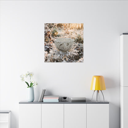 Japandi Ceramic Bowl in Golden Hour | Japanese Pattern Canvas Art