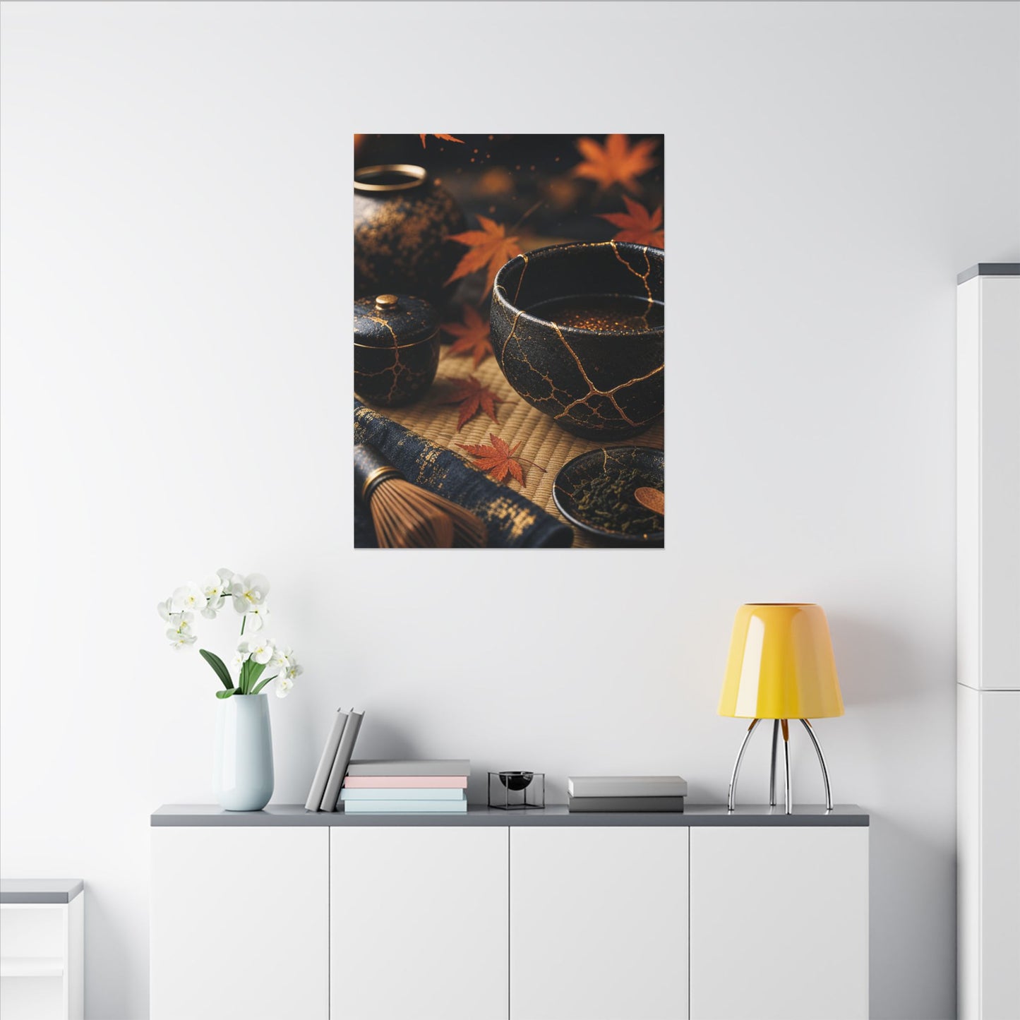 Seijaku Tea Ceremony Canvas Art - Kintsugi Gold Repair