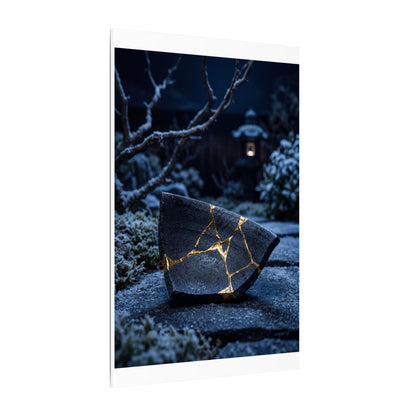 Moonlit Garden Winter Canvas Art | Kintsugi Artful Design
