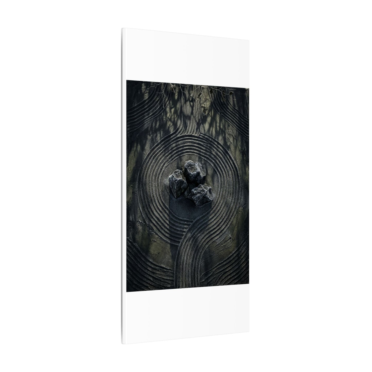 Moody Rock Garden Canvas Art - Dark Texture Dark Japandi