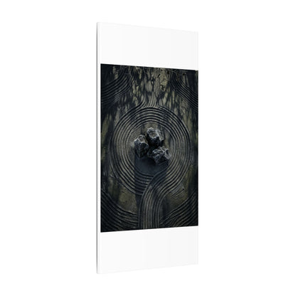 Moody Rock Garden Canvas Art - Dark Texture Dark Japandi
