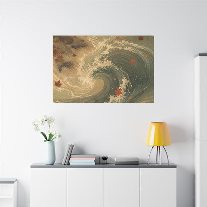 Japandi Ocean Wave in Candlelight | Japanese Pattern Canvas Art