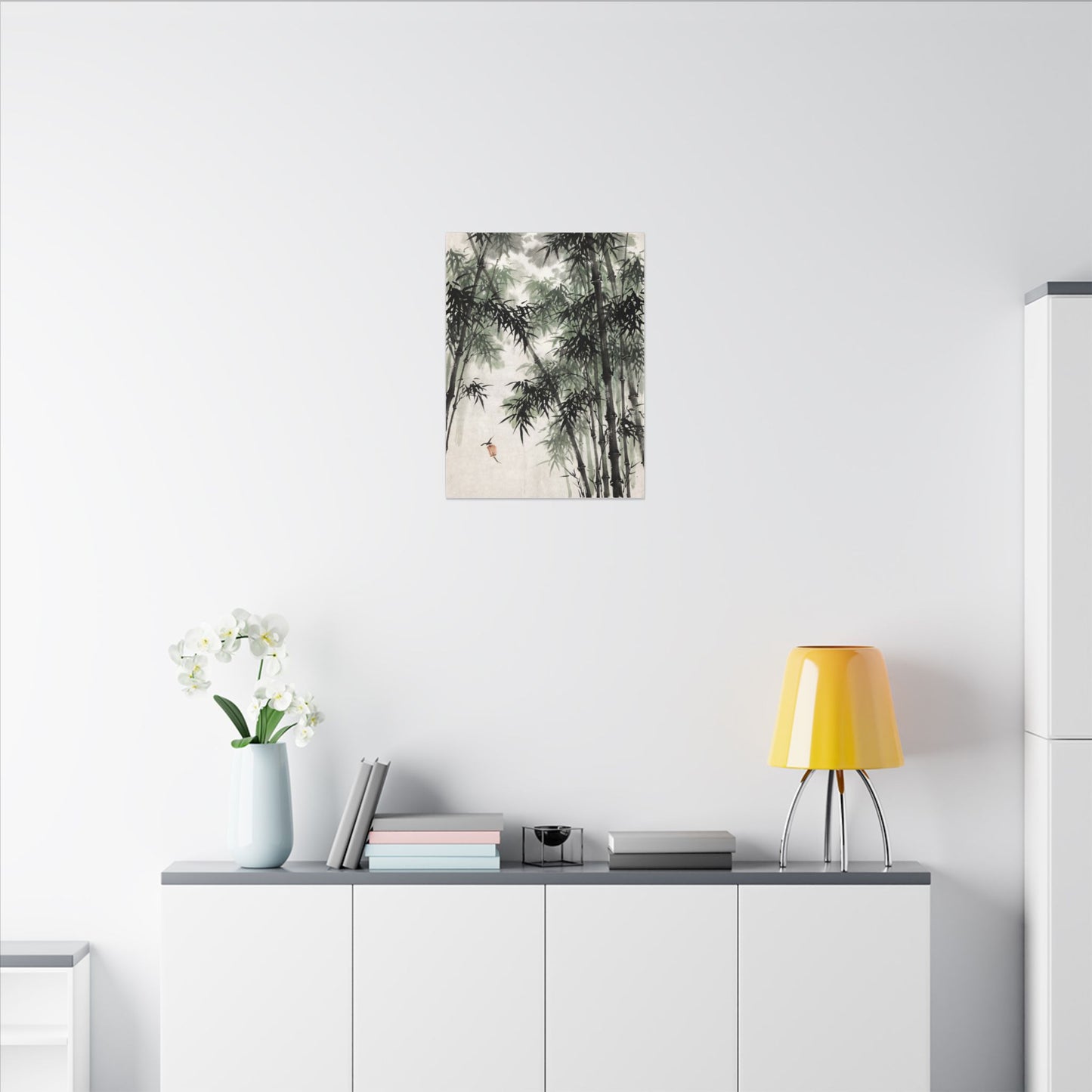 Zen Bamboo Grove in Overcast | Sumi E Canvas Art