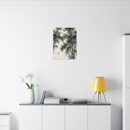 Zen Bamboo Grove in Overcast | Sumi E Canvas Art