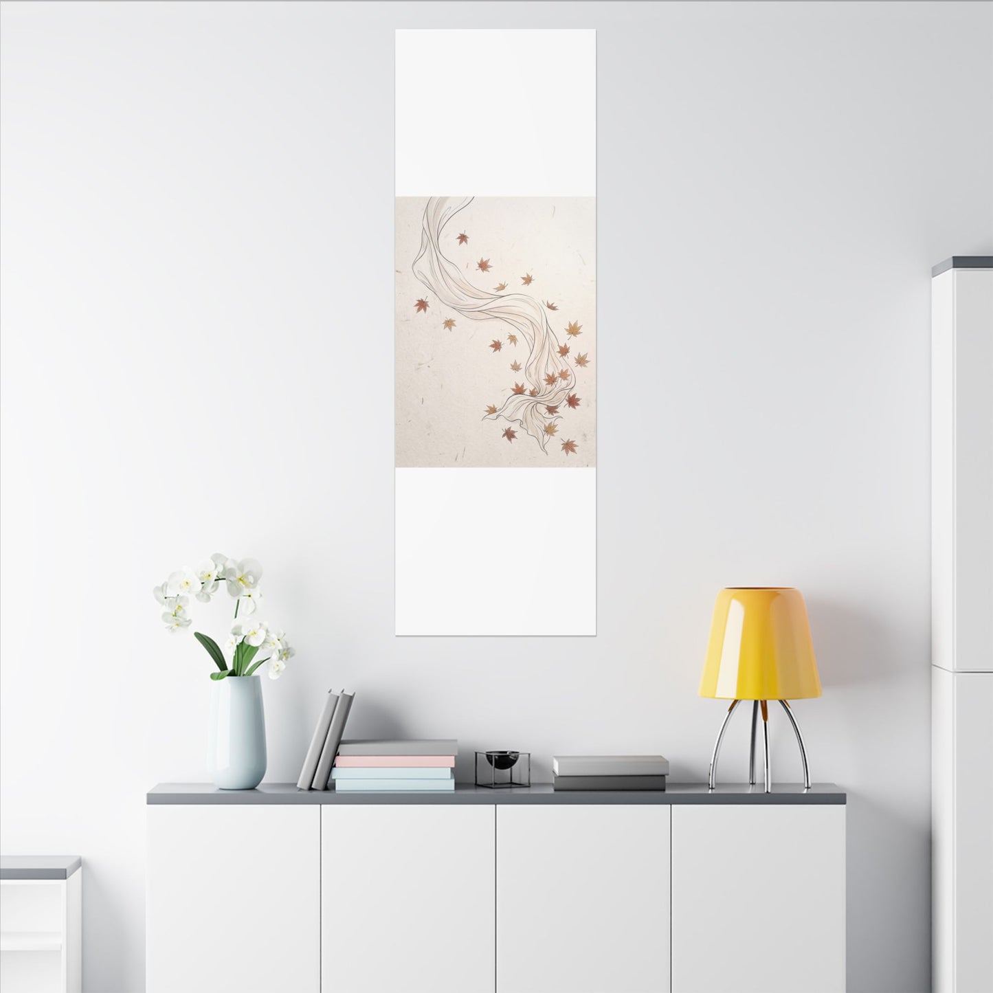Japandi Silk Drape in Dawn | Minimal Line Canvas Art
