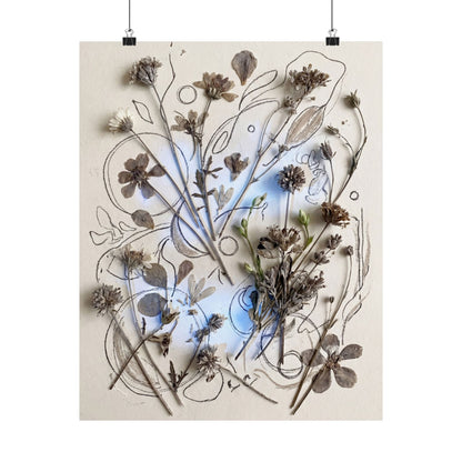Neutral Dried Flowers Wall Art Print - Minimal Line Japandi Art Print
