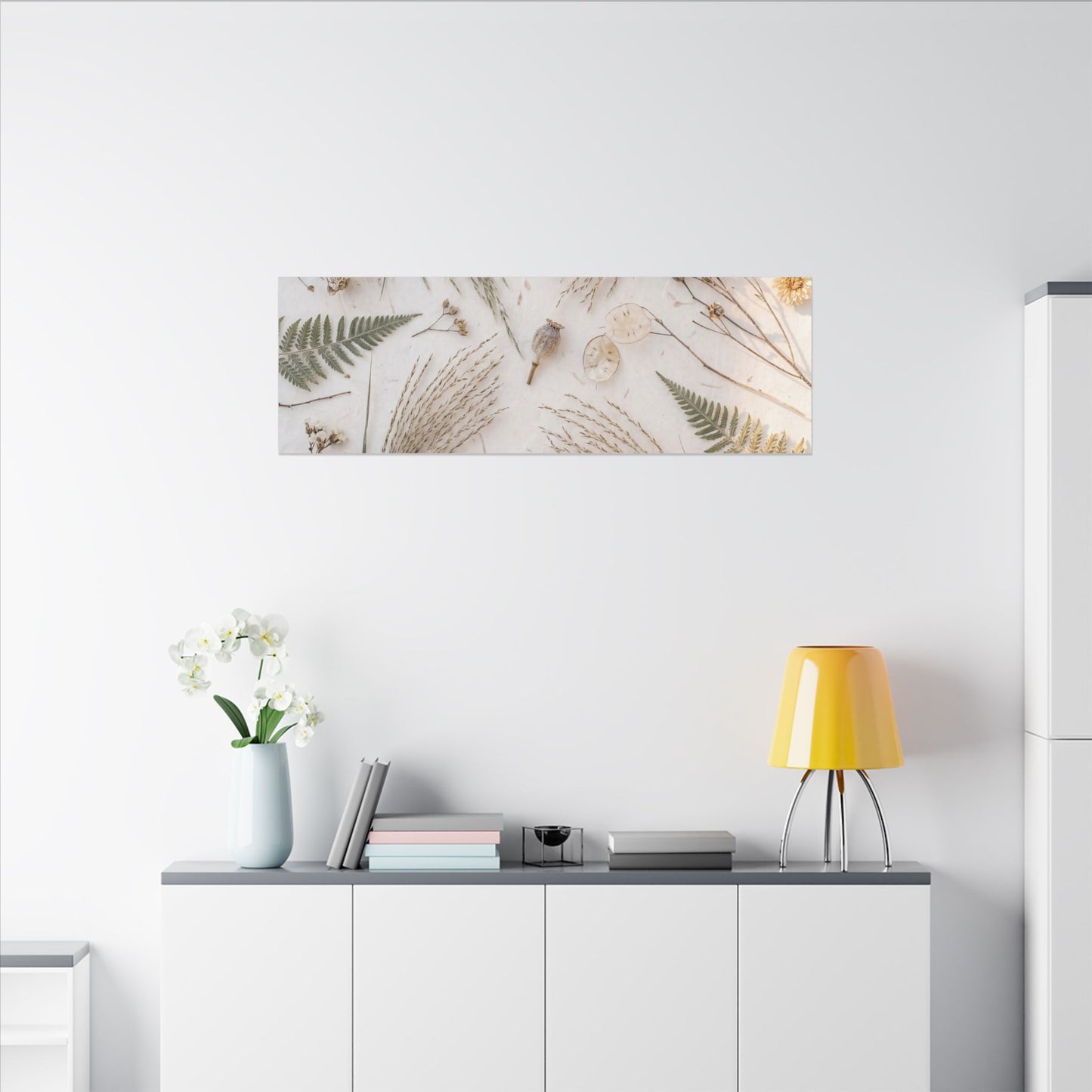 Elegant Dried Flowers Canvas Art - Japanese Pattern Japandi