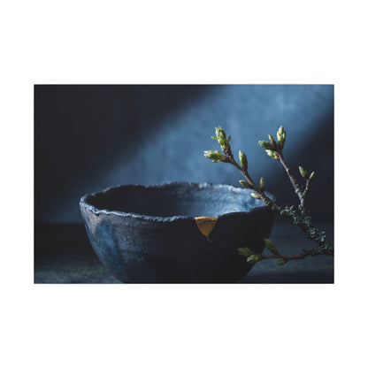 Sophisticated Ceramic Bowl Canvas Art - Shadow Zen Dark Japandi