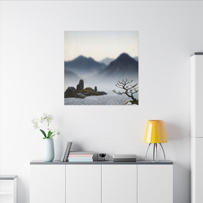 Mountain Mist Karesansui Canvas Art | Contemplative Zen Art