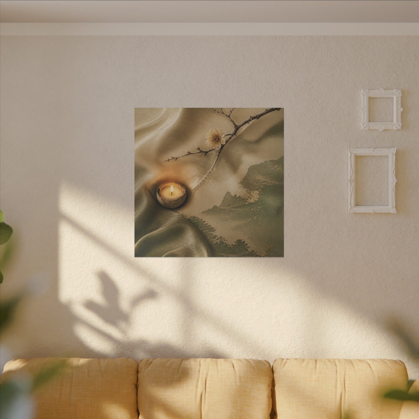 Silk Drape Japanese Pattern Canvas Art | Warm Japandi Art