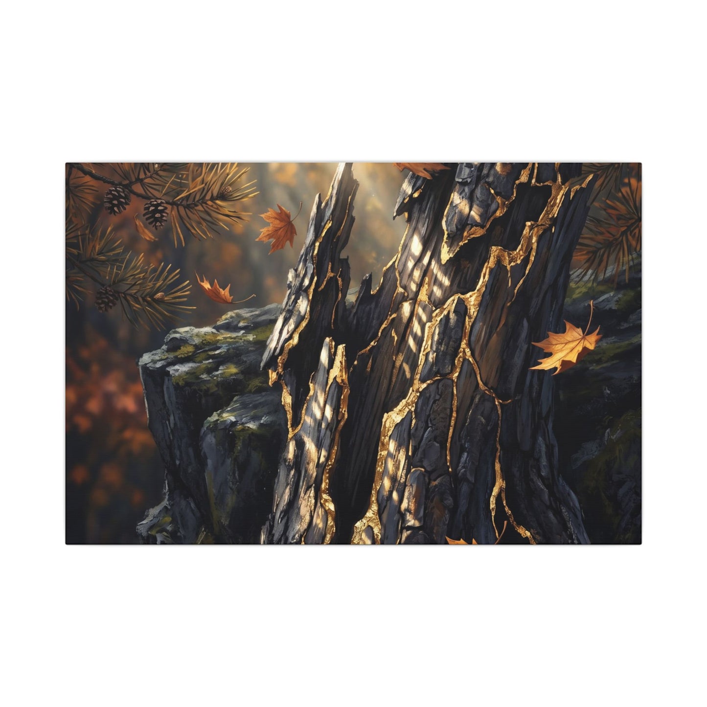 Pine Tree Autumn Canvas Art | Kintsugi Beautiful Design