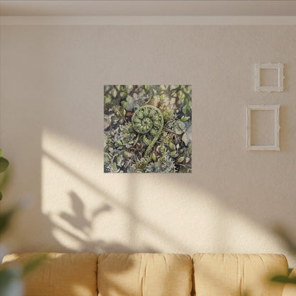 Fern Unfurling Spring Canvas Art | Japandi Neutral Design