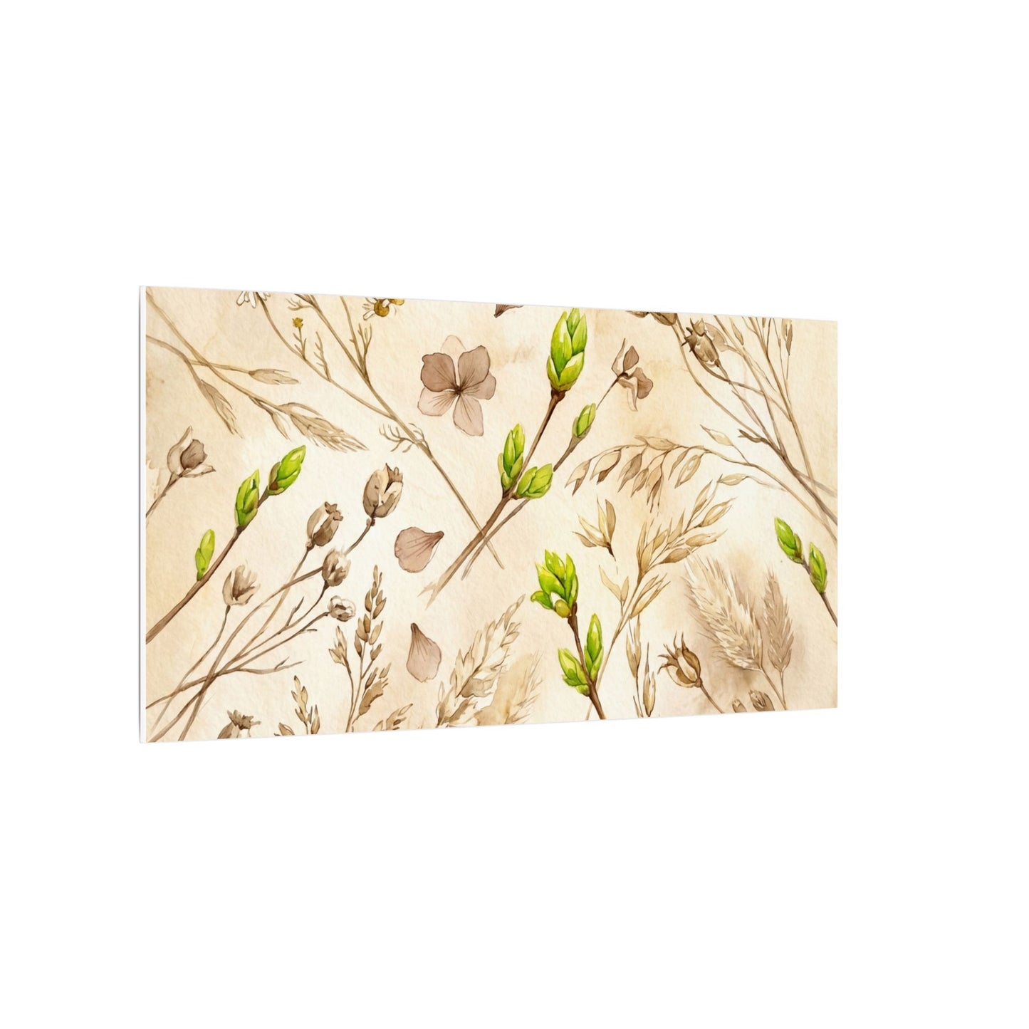 Spring Dried Flowers Watercolor Canvas Art | Earthy Decor