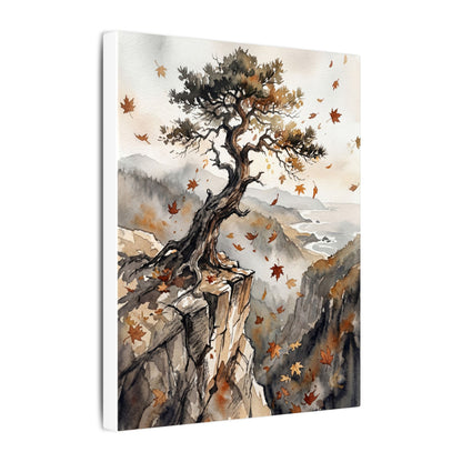 Autumn Pine Tree Watercolor Canvas Art | Warm Decor