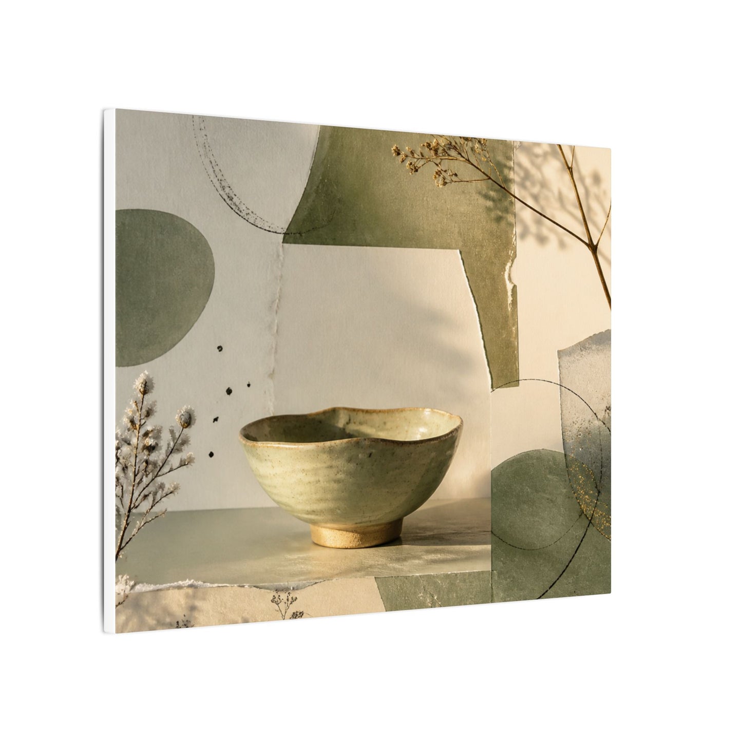 Warm Ceramic Bowl Canvas Art - Minimal Line Japandi