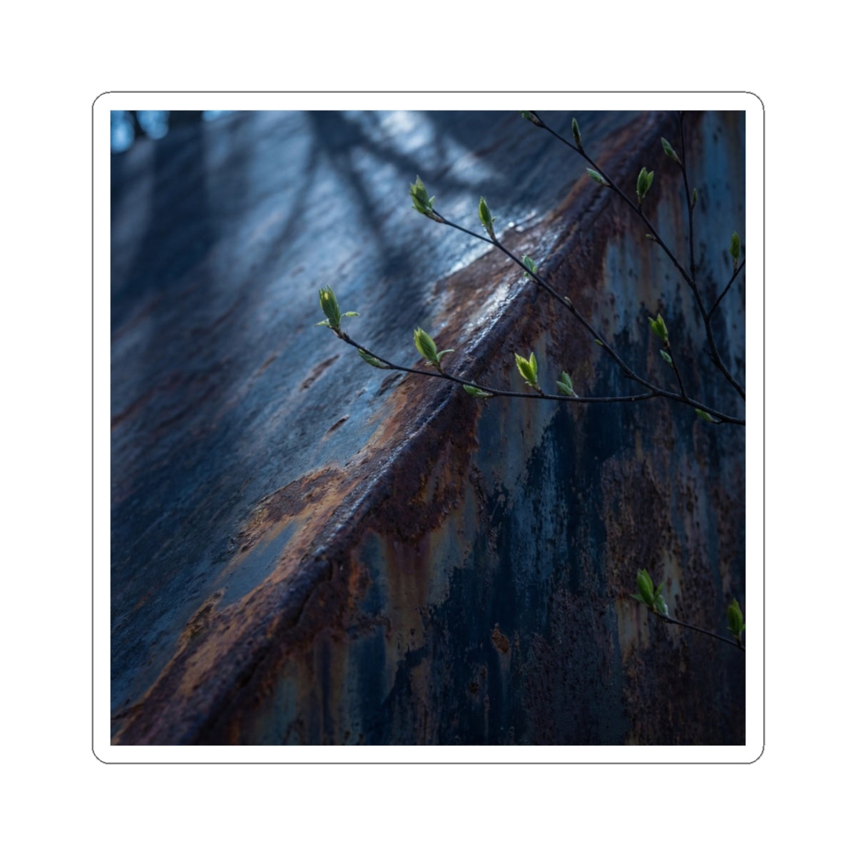 Sophisticated Rust Patina Sticker - Shadow Zen Dark Japandi Art Print