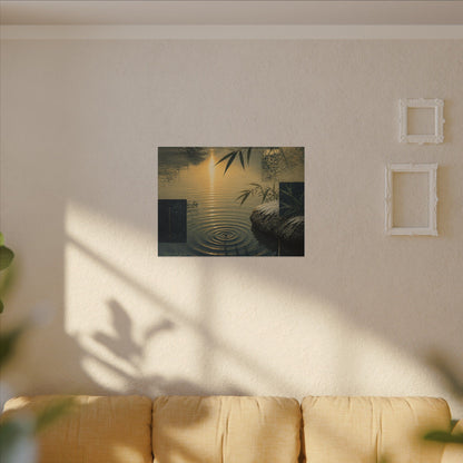 Zen Water Ripple in Golden Hour | Ukiyo E Inspired Canvas Art