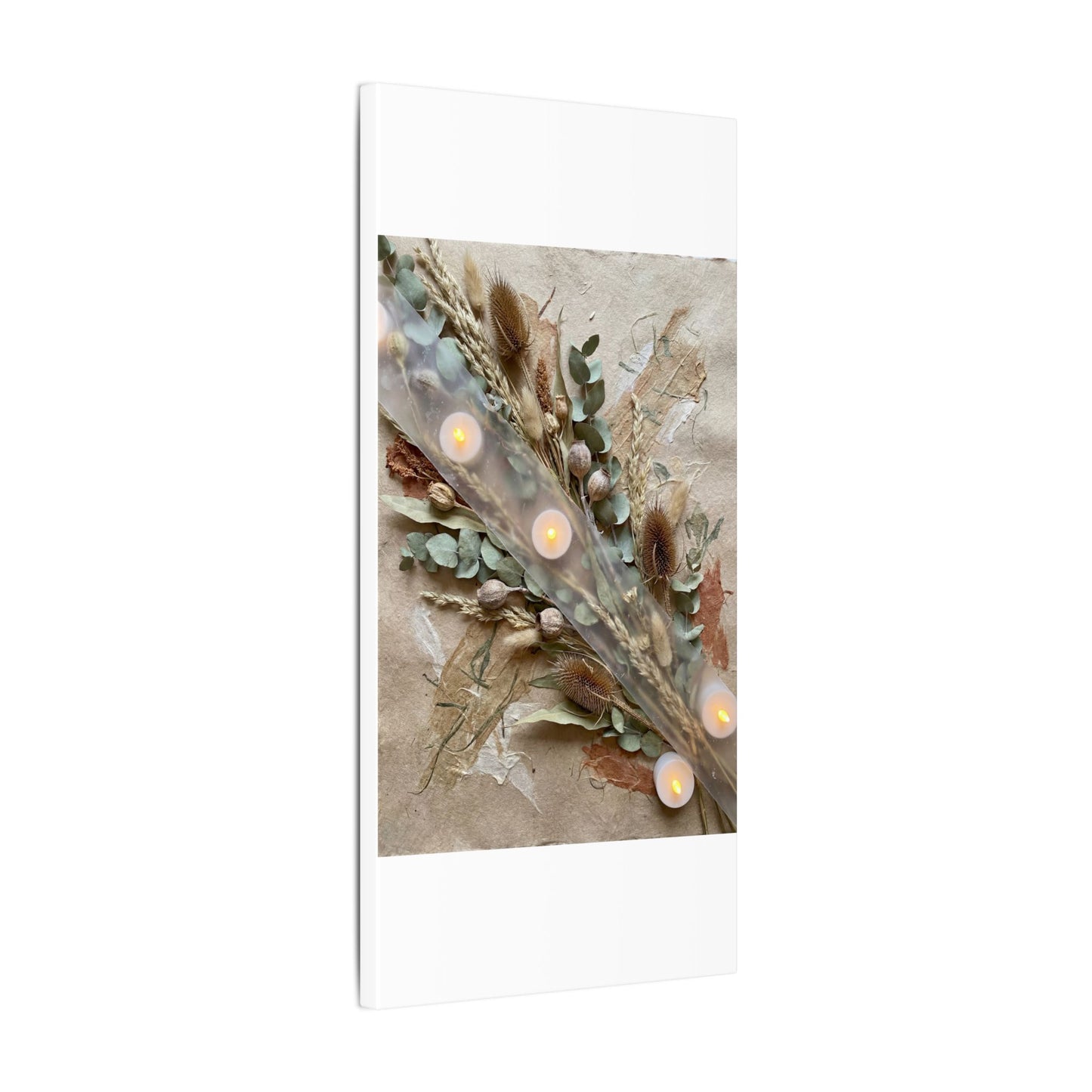 Candlelight Dried Flowers Canvas Art - Japandi Kanso