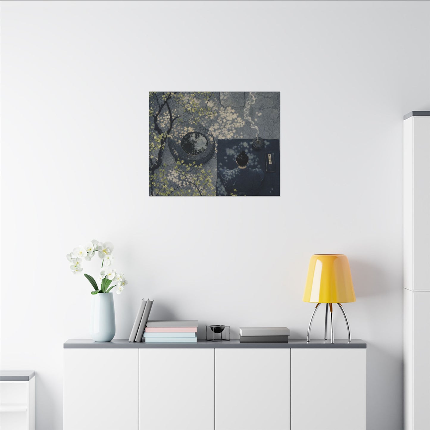 Spring Incense Smoke Ukiyo E Inspired Canvas Art | Tranquil Decor