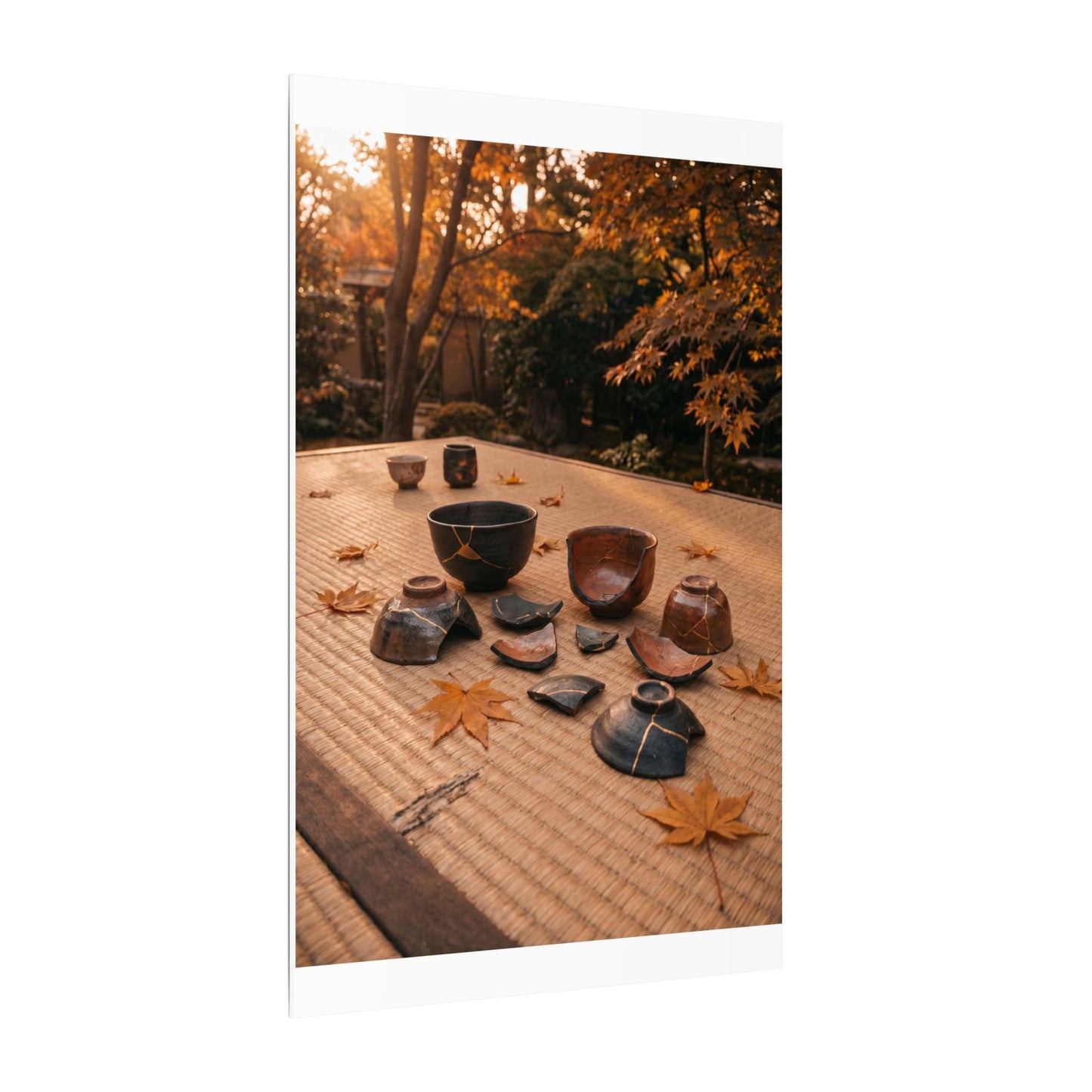Golden Hour Tea Ceremony Canvas Art - Kintsugi Shibui