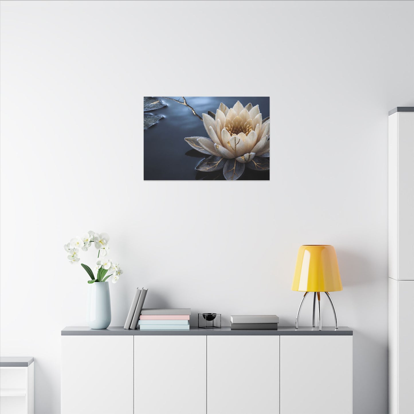 Beautiful Lotus Flower Canvas Art - Gold Vein Kintsugi