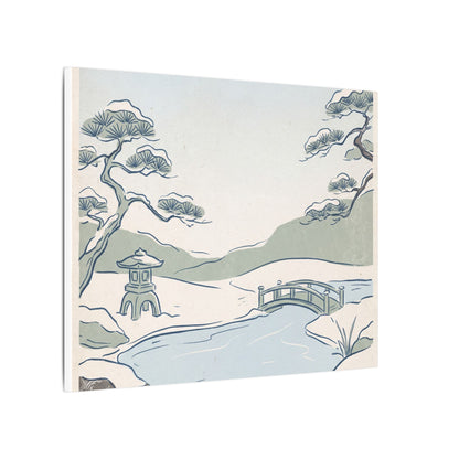 Japandi Moonlit Garden in Moonlight | Minimal Line Canvas Art