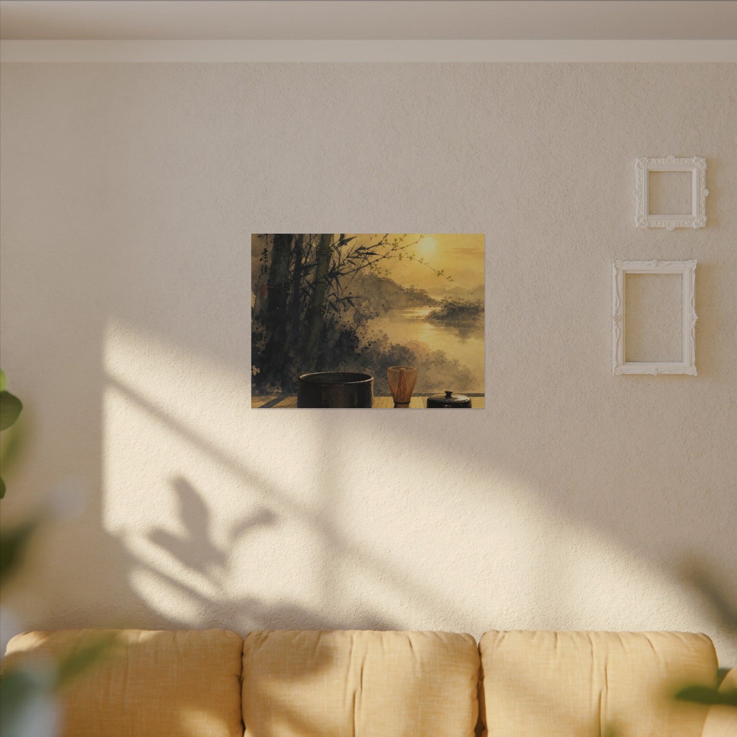 Tea Ceremony Sumi E Canvas Art | Contemplative Zen Art
