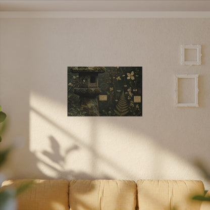 Spring Stone Lantern Herbarium Canvas Art | Nostalgic Decor