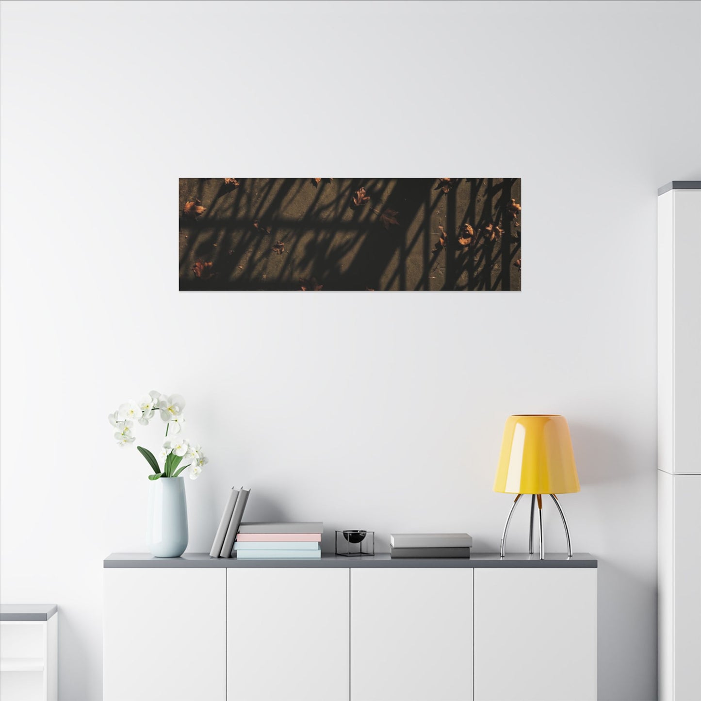 Shadow Play Canvas Art | Autumn Dark Japandi Moody Minimal Art