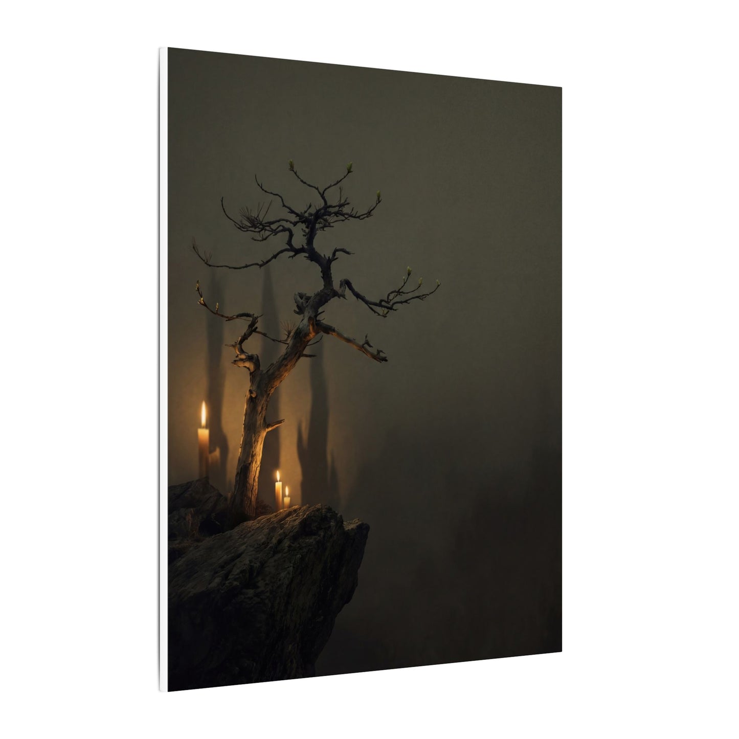 Ma Pine Tree Canvas Art - Dark Japandi Shadow Zen