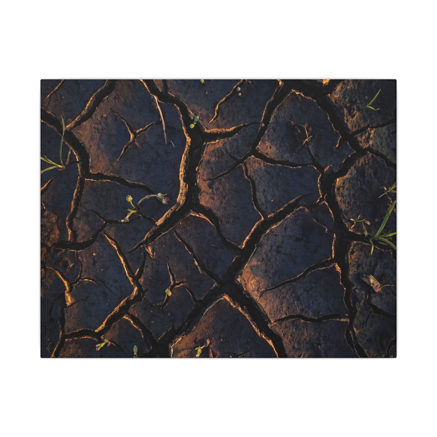 Cracked Earth Moody Minimal Canvas Art | Luxurious Dark Japandi Art Art Print