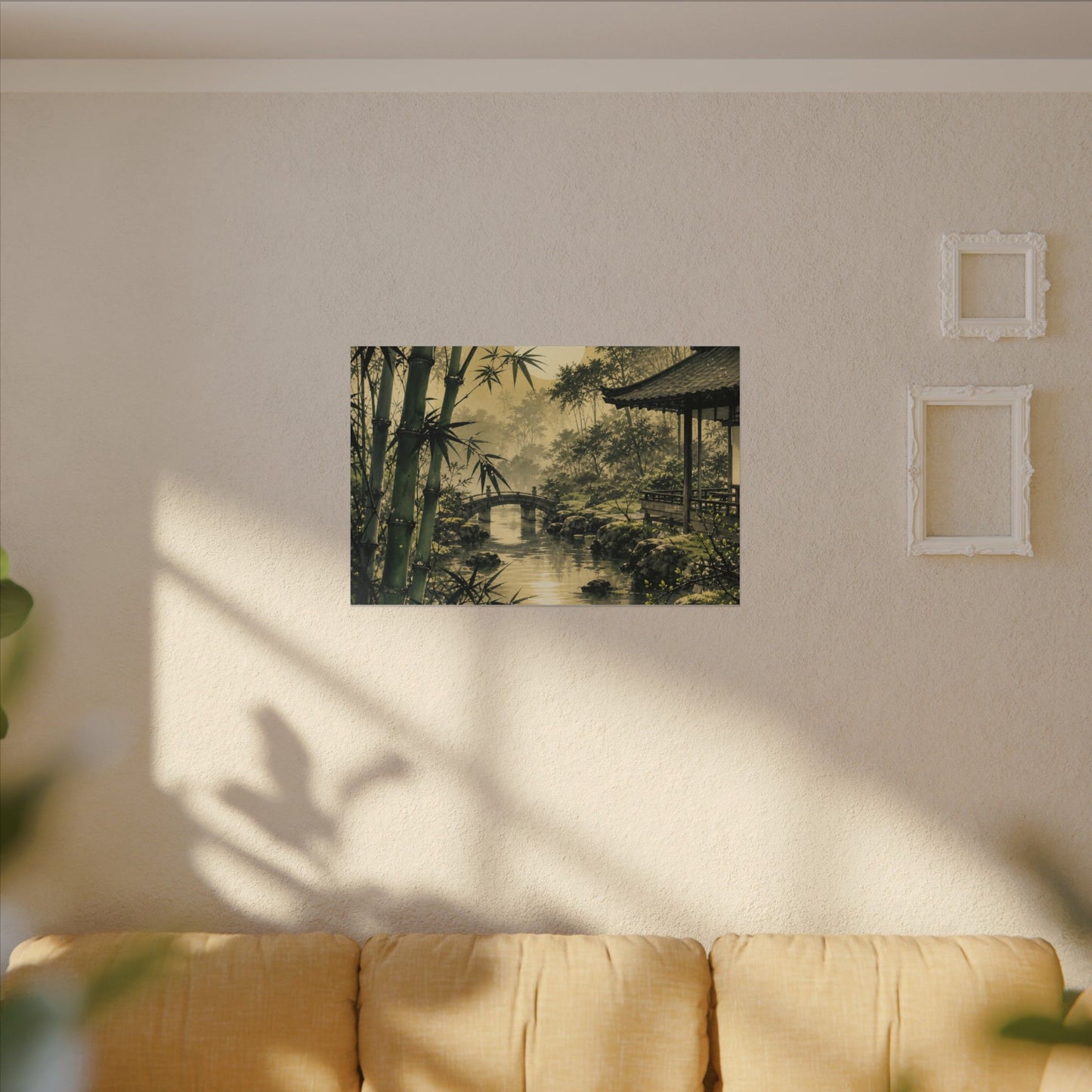 Moonlit Garden Sumi E Canvas Art | Calm Zen Art