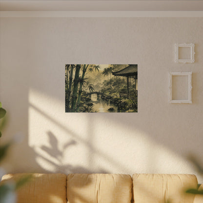 Moonlit Garden Sumi E Canvas Art | Calm Zen Art
