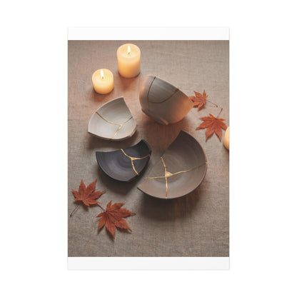 Candlelight Broken Pottery Canvas Art - Japandi Ma