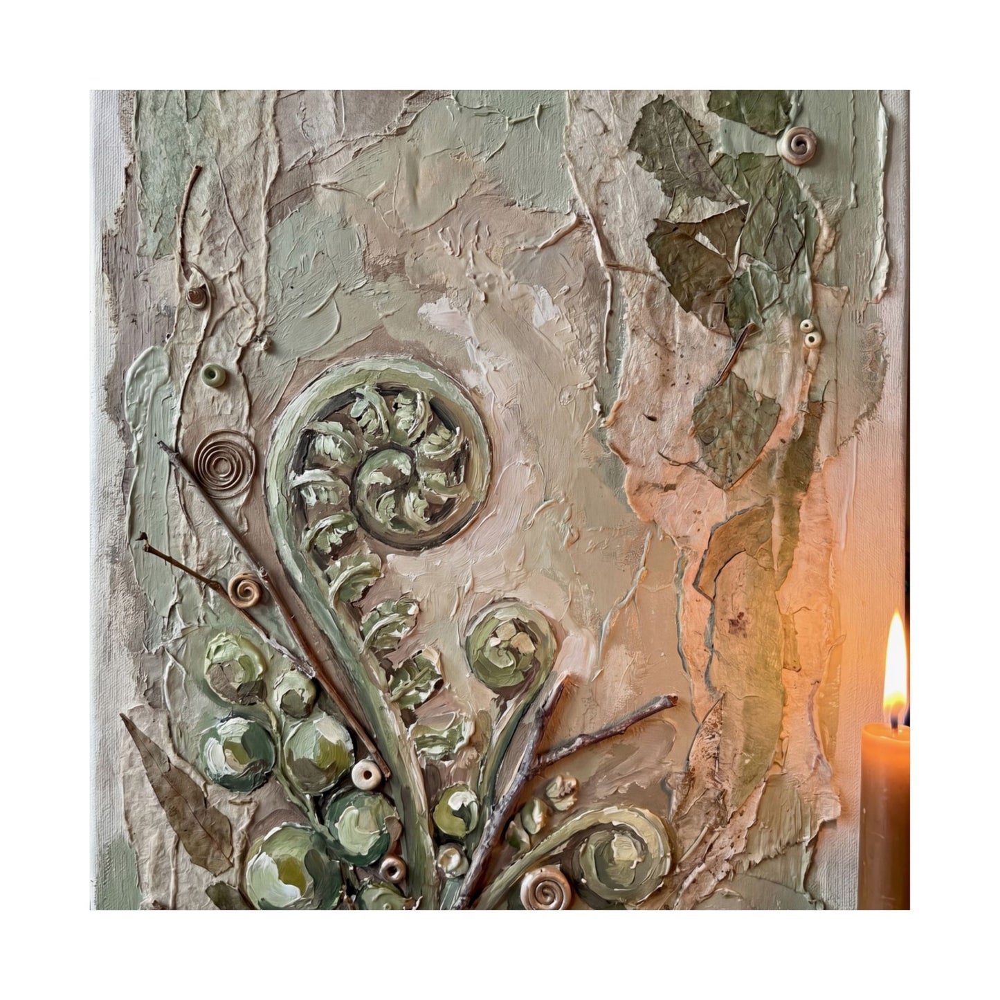 Spring Fern Unfurling Texture Wall Art Print | Elegant Decor