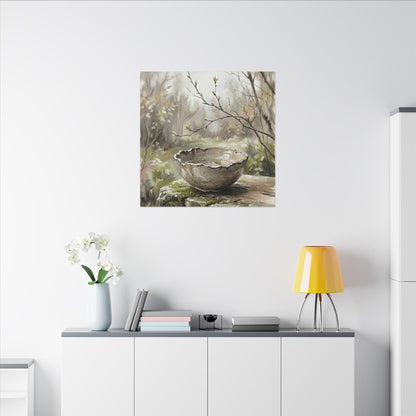 Japandi Ceramic Bowl in Overcast | Minimal Line Canvas Art