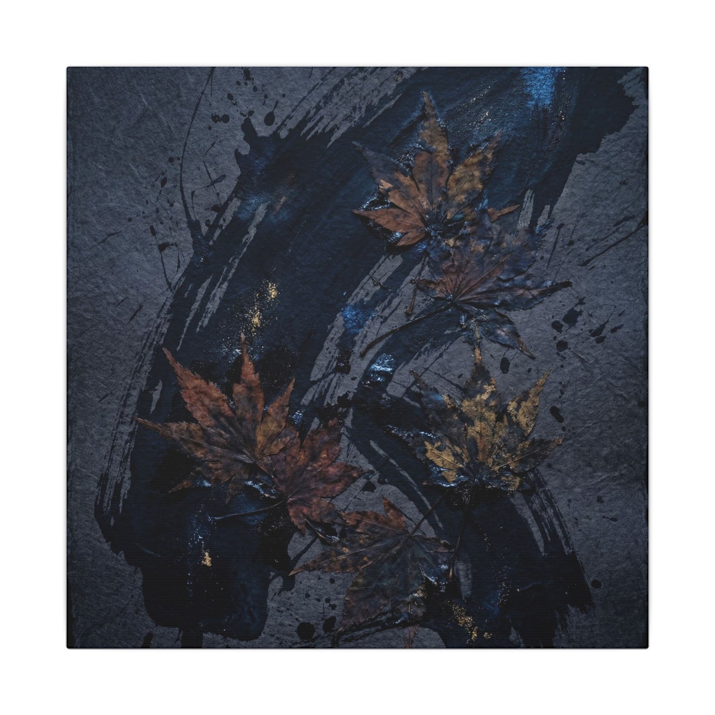 Sophisticated Ink Brushstroke Canvas Art - Dark Texture Dark Japandi