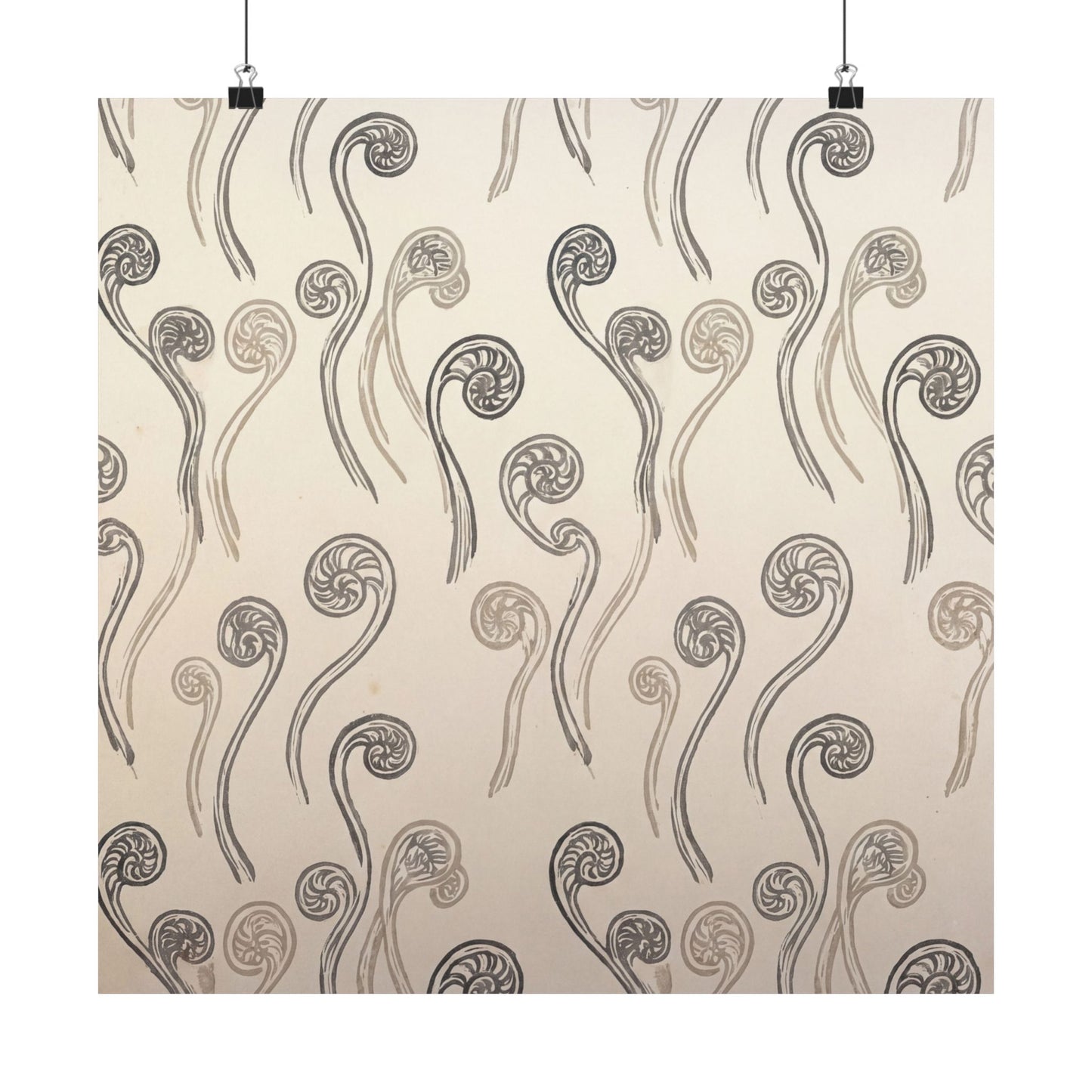 Fern Unfurling Wall Art Print | Summer Japandi Japanese Pattern Art