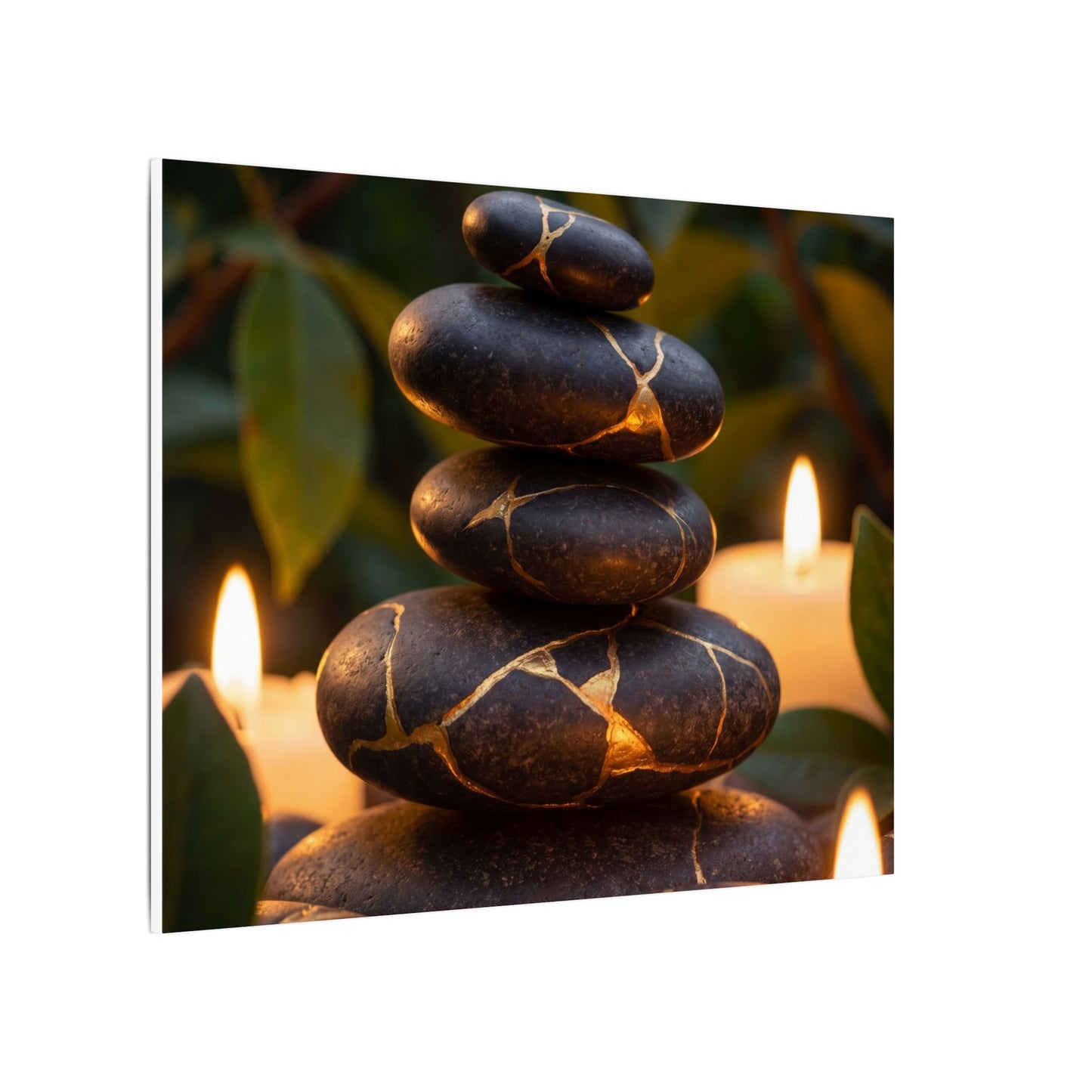 Summer River Stones Gold Vein Canvas Art | Philosophical Decor
