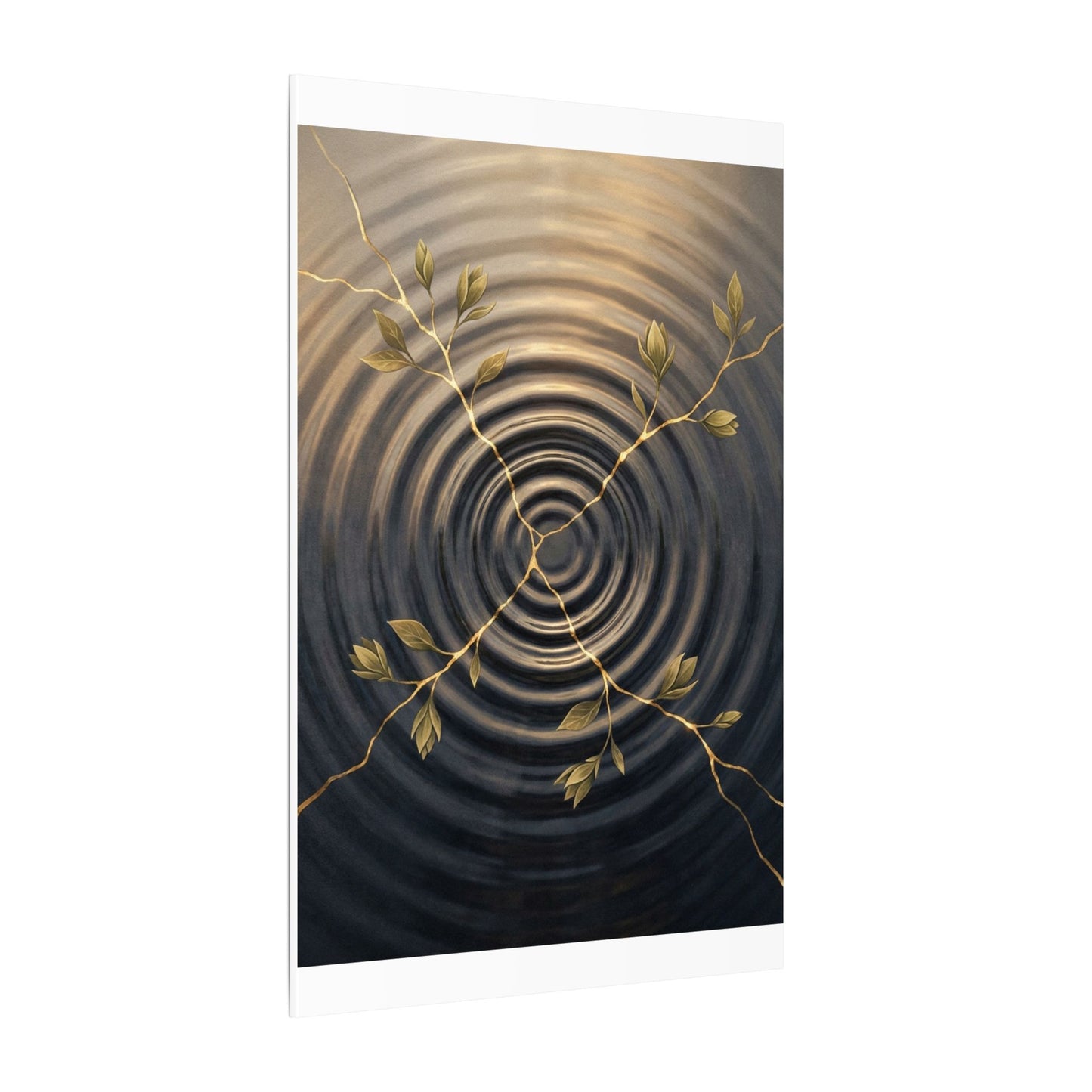 Kanso Water Ripple Canvas Art - Kintsugi Gold Vein