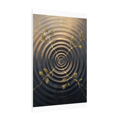 Kanso Water Ripple Canvas Art - Kintsugi Gold Vein