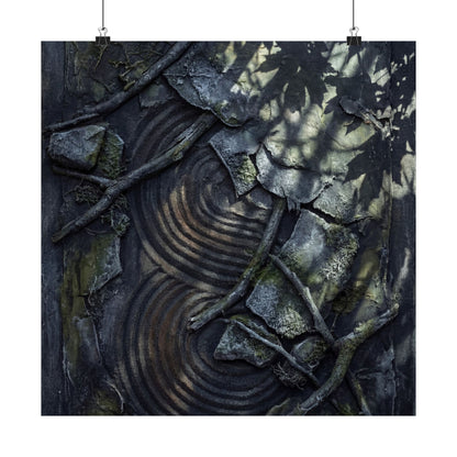 Winter Rock Garden Dark Texture Wall Art Print | Moody Decor