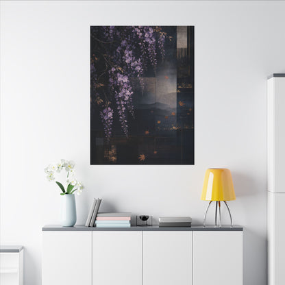 Dawn Wisteria Canvas Art - Dark Japandi Fukinsei