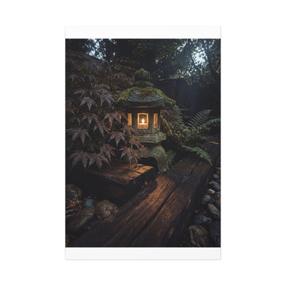Moody Moonlit Garden Canvas Art - Shadow Zen Dark Japandi